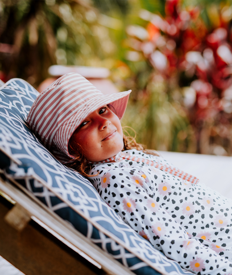 Millymook Girls Bucket Hat - Amber With White Stripes - Lisa
